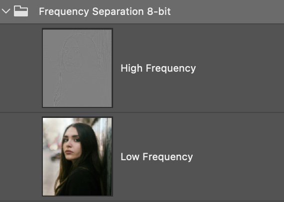 Frequency Separation 8-bit layers in the CR2 plugin